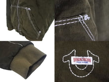 Load image into Gallery viewer, TRUE RELIGION トゥルーレリジョン コーデュロイフードジャケット サイズL オリーブ コットン 刺繍 美品 中古 4c069248