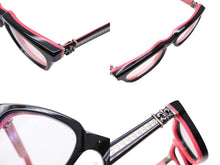 Load image into Gallery viewer, CHROME HEARTS クロムハーツ SEE YOU IN TEA メガネ BK-PRP BSフレア シルバー925 ブラック ピンク 53□20 143 美品 中古 4c069326