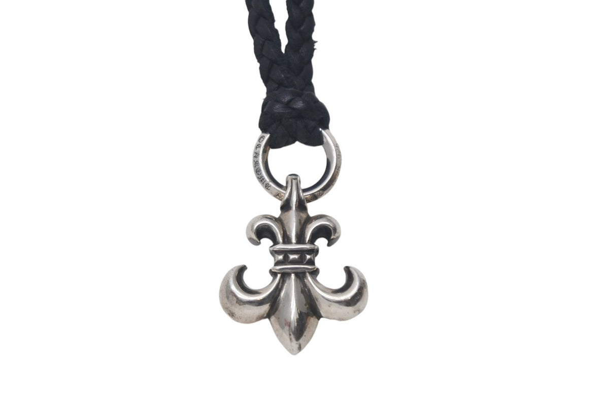 みなり様Chrome Hearts レザーチョーカー ユリ 牛革 シルバー925