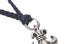 Load image into Gallery viewer, 極美品 Chrome Hearts クロムハーツ レザーチョーカー ユリ BSフレア 牛革 ブラック シルバー925 中古 4c069330