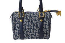 Load image into Gallery viewer, 極美品 Christian Dior クリスチャンディオール ハンドバッグ 25cm トロッター ガリアーノ期 02年 キャンバス ネイビー ゴールド 中古 4c069375