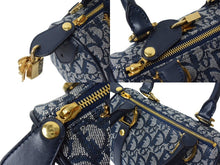 Load image into Gallery viewer, 極美品 Christian Dior クリスチャンディオール ハンドバッグ 25cm トロッター ガリアーノ期 02年 キャンバス ネイビー ゴールド 中古 4c069375