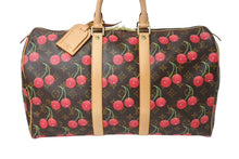 Load image into Gallery viewer, 新品同様 LOUIS VUITTON ルイヴィトン キーポル45 ボストンバッグ M95011 モノグラムチェリー 村上隆 PVC レザー 中古 4c069717
