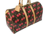 Load image into Gallery viewer, 新品同様 LOUIS VUITTON ルイヴィトン キーポル45 ボストンバッグ M95011 モノグラムチェリー 村上隆 PVC レザー 中古 4c069717