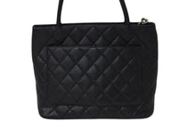Load image into Gallery viewer, CHANEL シャネル 復刻トート ハンドバッグ ココマーク 6番台 キャビアスキン ブラック キルティング シルバー金具 美品 中古 4c070536
