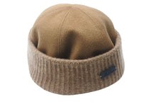 Load image into Gallery viewer, Loro Piana ロロ ピアーナ ニットキャップ ニット ビーニー ロゴアップリケ カシミア コットン イタリア製 ブラウン 美品 中古 4c070688
