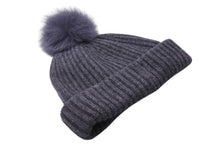 Load image into Gallery viewer, 新品未使用 YVES SALOMON イヴサロモン ニット帽 ニットキャップ ビーニー グレー ウール カシミヤ A9099 中古 4c070746