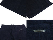 Load image into Gallery viewer, 極美品 CHROME HEARTS クロムハーツ フレアニー デニムパンツ サイズ37R クロスボール インディゴブルー コットン シルバ−925 中古 4c070867