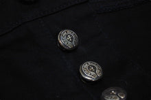 Load image into Gallery viewer, 極美品 CHROME HEARTS クロムハーツ フレアニー デニムパンツ サイズ36R クロスボール ブラック コットン シルバ−925 中古 4c070869