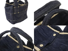 Load image into Gallery viewer, CHANEL シャネル スパークリングデニム ココマーク ハンドバッグ トートバッグ ネイビー ベージュ ゴールド 美品 中古 4c070901