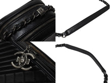Load image into Gallery viewer, CHANEL シャネル ショルダーバッグ 20番台 ココボーイ ココマーク チェーンショルダー ブラック ラムスキン 美品 中古 4c070943