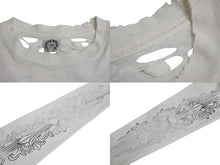 Load image into Gallery viewer, CHROME HEARTS クロムハーツ 長袖Tシャツ サイズM フローラル プリント ヴィンテージ ホワイト ブラック コットン 良品 中古 4c070944