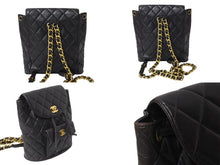 Load image into Gallery viewer, CHANEL シャネル リュック ココマーク マトラッセ ダブルフラップ 3番台 1995年 ラムスキン ブラック ゴールド金具 中古 4c070965