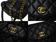 Load image into Gallery viewer, CHANEL シャネル リュック ココマーク マトラッセ ダブルフラップ 3番台 1995年 ラムスキン ブラック ゴールド金具 中古 4c070965