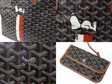 Load image into Gallery viewer, 極美品 GOYARD ゴヤール サンルイPM トートバッグ ブラウン スヌーピーコラボ PVC×レザー SNOOPY 中古 4c071058
