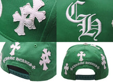 Load image into Gallery viewer, 極美品 CHROME HEARTS クロムハーツ キャップ ベースボールキャップ クロスパッチ CHロゴ刺繍 クロスボール シルバー 925 グリーン 中古 4c071067