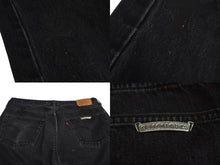 Load image into Gallery viewer, CHROME HEARTS クロムハーツ LEVI'S 501 デニムパンツ レザークロスパッチ クロスボールボタン ブラック サイズ38 美品 中古 4c071086