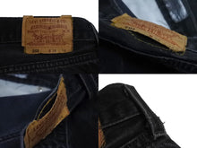 Load image into Gallery viewer, CHROME HEARTS クロムハーツ LEVI'S 501 デニムパンツ レザークロスパッチ クロスボールボタン ブラック サイズ38 美品 中古 4c071086