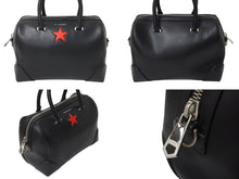 Load image into Gallery viewer, GIVENCHY ジバンシー ルクレツィア レザーボウリングバッグ ハンドバッグ スターモチーフ ブラック レザー 美品 中古 4c071206