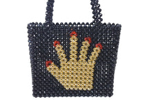 Load image into Gallery viewer, 極美品 Susan Alexandra スーザン アレクサンドラ Hand bag ハンドバッグ 手形 2020SS ビーズ ブラック オレンジ レッド 中古 4c071353