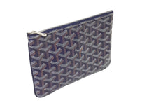 Load image into Gallery viewer, 新品同様 GOYARD ゴヤールSENAT PM セナ ポーチ ミニバッグ クラッチバッグ コーティングキャンバス ネイビー シルバー金具 中古 4c071416