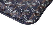 Load image into Gallery viewer, 新品同様 GOYARD ゴヤールSENAT PM セナ ポーチ ミニバッグ クラッチバッグ コーティングキャンバス ネイビー シルバー金具 中古 4c071416