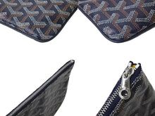 Load image into Gallery viewer, 新品同様 GOYARD ゴヤールSENAT PM セナ ポーチ ミニバッグ クラッチバッグ コーティングキャンバス ネイビー シルバー金具 中古 4c071416
