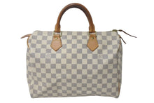 Load image into Gallery viewer, LOUIS VUITTON ルイヴィトン スピーディ30 ダミエ ハンドバッグアズール N41533 ホワイト ベージュ 中古 4c071562