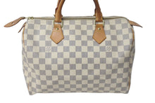 Load image into Gallery viewer, LOUIS VUITTON ルイヴィトン スピーディ30 ダミエ ハンドバッグアズール N41533 ホワイト ベージュ 中古 4c071562