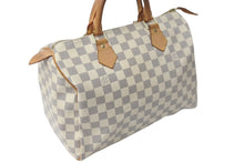 Load image into Gallery viewer, LOUIS VUITTON ルイヴィトン スピーディ30 ダミエ ハンドバッグアズール N41533 ホワイト ベージュ 中古 4c071562