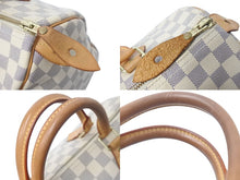 Load image into Gallery viewer, LOUIS VUITTON ルイヴィトン スピーディ30 ダミエ ハンドバッグアズール N41533 ホワイト ベージュ 中古 4c071562