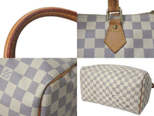 Load image into Gallery viewer, LOUIS VUITTON ルイヴィトン スピーディ30 ダミエ ハンドバッグアズール N41533 ホワイト ベージュ 中古 4c071562
