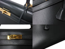 Load image into Gallery viewer, 極美品 HERMES エルメス ケリー32 外縫い グリーン □D刻印 カーフスキン ゴールド金具 ハンドバッグ 2WAY 中古 4c071607