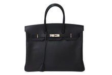 Load image into Gallery viewer, HERMES エルメス BIRKIN バーキン35 ブラック シルバー金具 エプソン ハンドバッグ □H刻印 美品 中古 4c071625