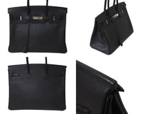 Load image into Gallery viewer, HERMES エルメス BIRKIN バーキン35 ブラック シルバー金具 エプソン ハンドバッグ □H刻印 美品 中古 4c071625