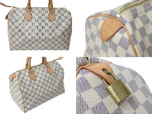 Load image into Gallery viewer, 極美品 LOUIS VUITTON ルイヴィトン スピーディ35 ダミエ アズール ハンドバッグ N41535 ホワイト ベージュ 中古 4c071653