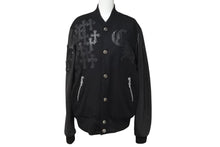 Load image into Gallery viewer, 極美品 CHROME HEARTS クロムハーツ レターマン クロスレザーパッチ ブラック カシミヤ シルク ジャケット S 中古 4c071658