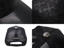 Load image into Gallery viewer, CHROME HEARTS クロムハーツトラッカーキャップ クロスパッチ セメタリー クロスボール シルバー 925 ブラック 美品 中古 4c071659