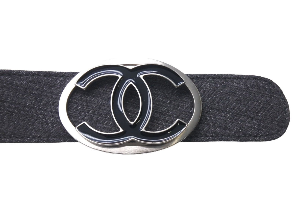 CHANEL シャネル デニムレザーベルト サイズ90/36 ココマーク