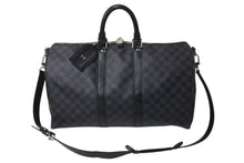 画像をギャラリービューアに読み込む, LOUISVUITTON ルイヴィトン キーポルバンドリエール 45 ボストンバッグ N41418 ダミエグラフィット PVC レザー 美品 中古 4c072791