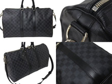 画像をギャラリービューアに読み込む, LOUISVUITTON ルイヴィトン キーポルバンドリエール 45 ボストンバッグ N41418 ダミエグラフィット PVC レザー 美品 中古 4c072791