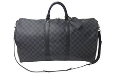 画像をギャラリービューアに読み込む, LOUIS VUITTON ルイヴィトン キーポル バンドリエール55 ボストンバッグ N41413 ダミエグラフィット ブラック 美品 中古 44c073710