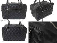 Load image into Gallery viewer, BALENCIAGA バレンシアガ マトラッセ シティ ハンドバッグ ブラック カーフ シルバー金具 ミニボストン 鞄 168031 美品 中古 4c074324