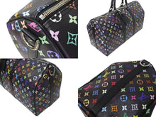 Load image into Gallery viewer, 新品未使用 LOUIS VUITTON ルイヴィトン LV × TM キーポル・バンドリエール 50 マルチカラー ブラック 村上隆 M13745 シルバー金具 中古 4c074329