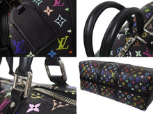 Load image into Gallery viewer, 新品未使用 LOUIS VUITTON ルイヴィトン LV × TM キーポル・バンドリエール 50 マルチカラー ブラック 村上隆 M13745 シルバー金具 中古 4c074329