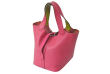 Load image into Gallery viewer, HERMES エルメス ピコタンPM ハンドバッグ ローズショッキング アニス □K刻印 シルバー金具 美品 中古 4c074395