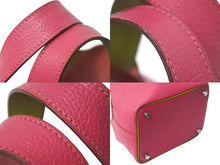 Load image into Gallery viewer, HERMES エルメス ピコタンPM ハンドバッグ ローズショッキング アニス □K刻印 シルバー金具 美品 中古 4c074395