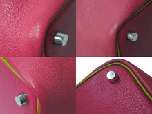 Load image into Gallery viewer, HERMES エルメス ピコタンPM ハンドバッグ ローズショッキング アニス □K刻印 シルバー金具 美品 中古 4c074395
