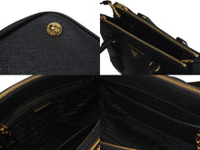 Load image into Gallery viewer, 新品同様 PRADA プラダ ガレリア ハンドバッグ ショルダーバッグ ミディアム 1BA863 サフィアーノレザー ブラック ゴールド金具 中古 4c074435