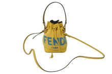 Load image into Gallery viewer, 極美品 FENDI フェンディ モントレゾール ミニ 2WAYバッグ ハンドバッグ ショルダーバッグ 8BS010 イエロー ブルー 中古 4c074822